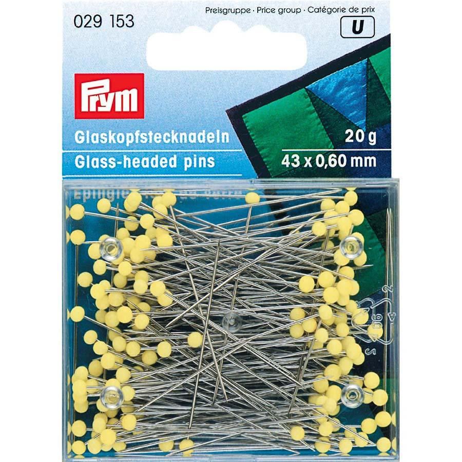PRYM 029153 Иглы для закалывания "шарики" стеклянные головки 20 г 43 мм в пластиковой упаковке