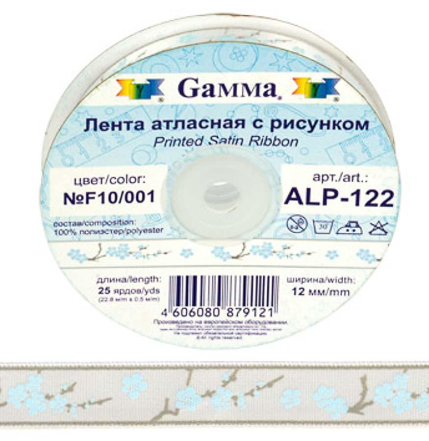 Лента атласная 12 мм (1/2 ") Gamma ALP-122 с рисунком 22.8 м +- 0.5 м