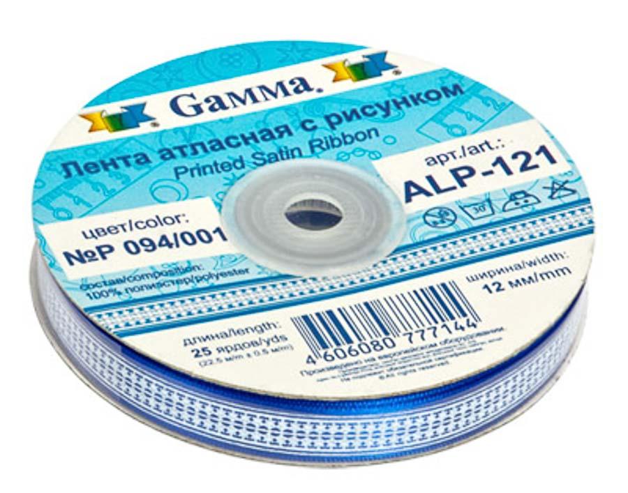 Лента атласная 12 мм (1/2 ") Gamma ALP-121 с рисунком 22.8 м +- 0.5 м