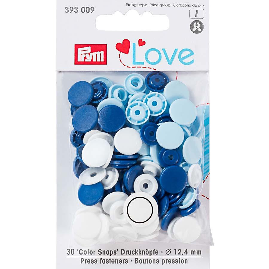 Кнопка "PRYM" 393009 PL Color Snaps пластик d 12.4 мм 30 шт. синий/голубой/Белый
