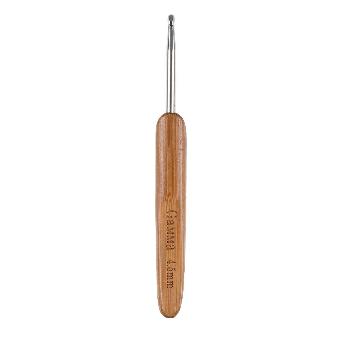 Для вязания "Gamma" RHB крючок с бамбуковой ручкой бамбук алюминий d 4.5 мм 13.5 см в блистере