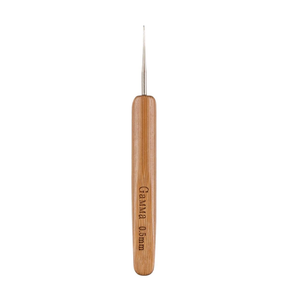 Для вязания "Gamma" RHB крючок с бамбуковой ручкой сталь бамбук d 0.5 мм 13.5 см в блистере