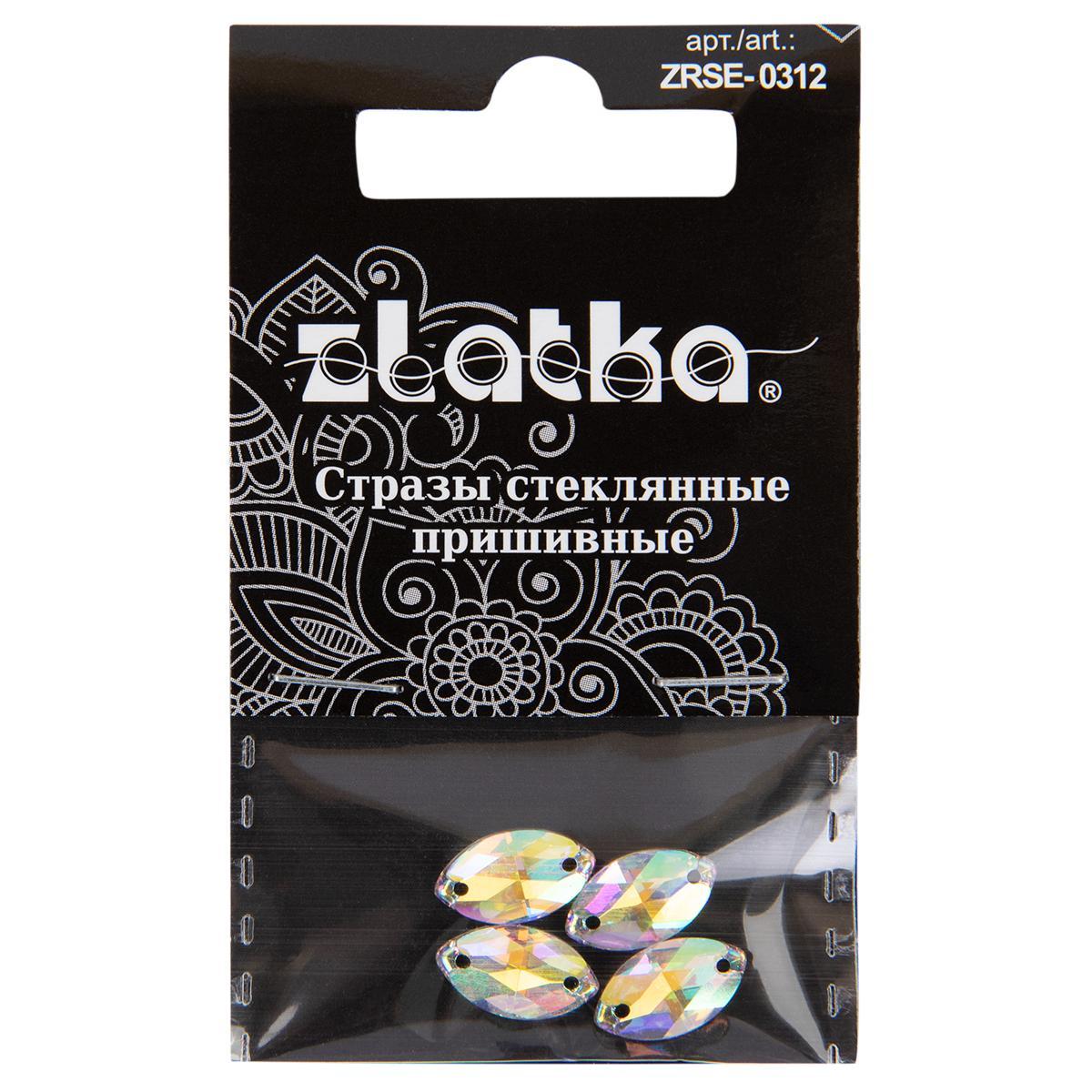 Страз "Zlatka" ZRSE-0312 AB-Crystal 12 х 7 мм стекло 5 x 4 шт в пакете с картонным еврослотом