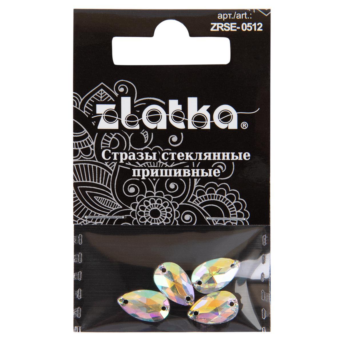 Страз "Zlatka" ZRSE-0512 AB-Crystal 12 х 7 мм стекло 5 x 4 шт в пакете с картонным еврослотом