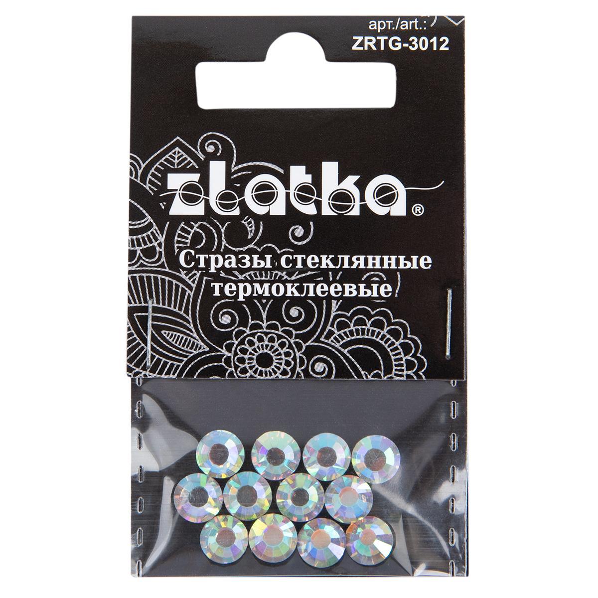 Страз клеевой "Zlatka" ZRTG-3012 SS30 AB-Crystal 6.5 мм стекло 5 x 12 шт в пакете с картонным еврослотом