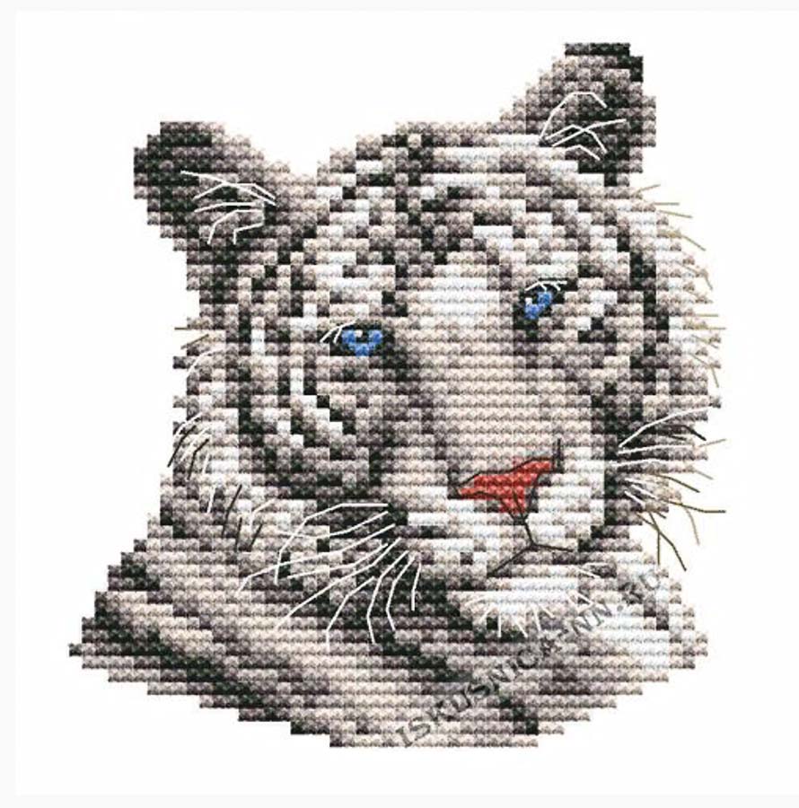 Набор для вышивания "Искусница" 670 Белый тигр 9х10см