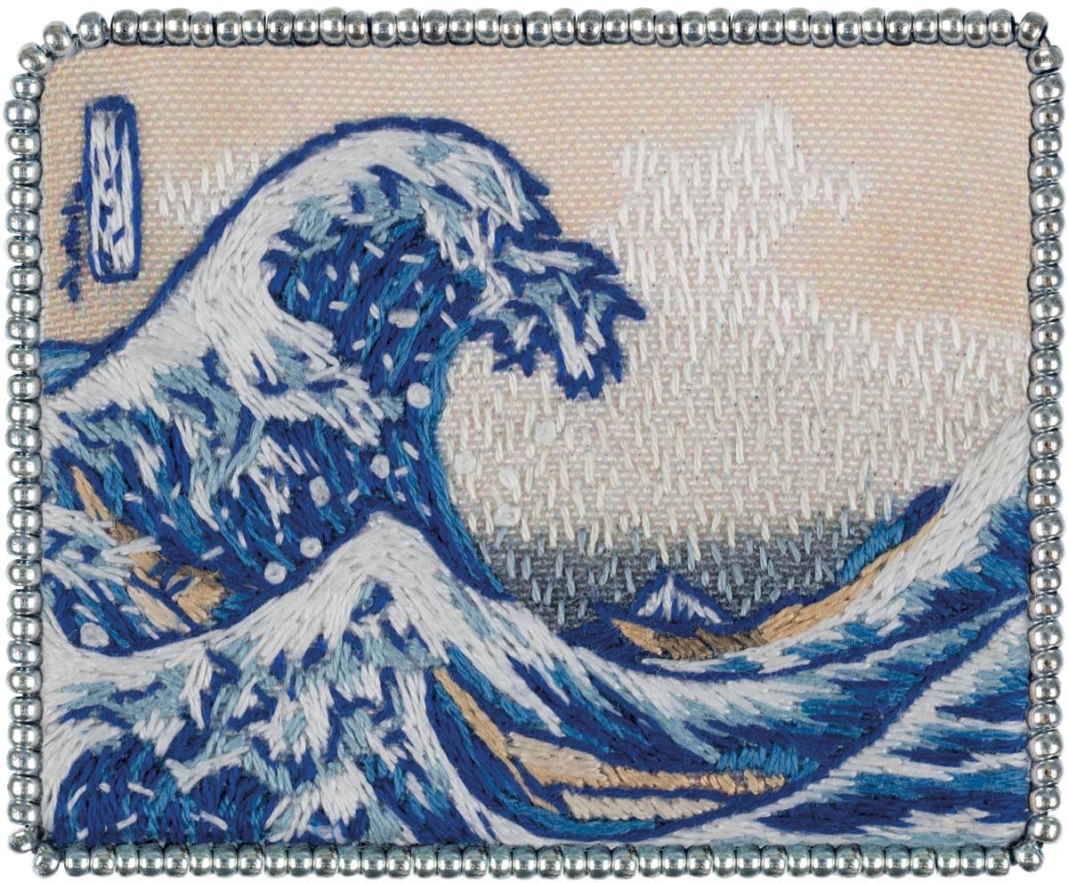 Набор для вышивания PANNA Живая картина MET-JK-2268 Брошь. Большая волна в Канагаве