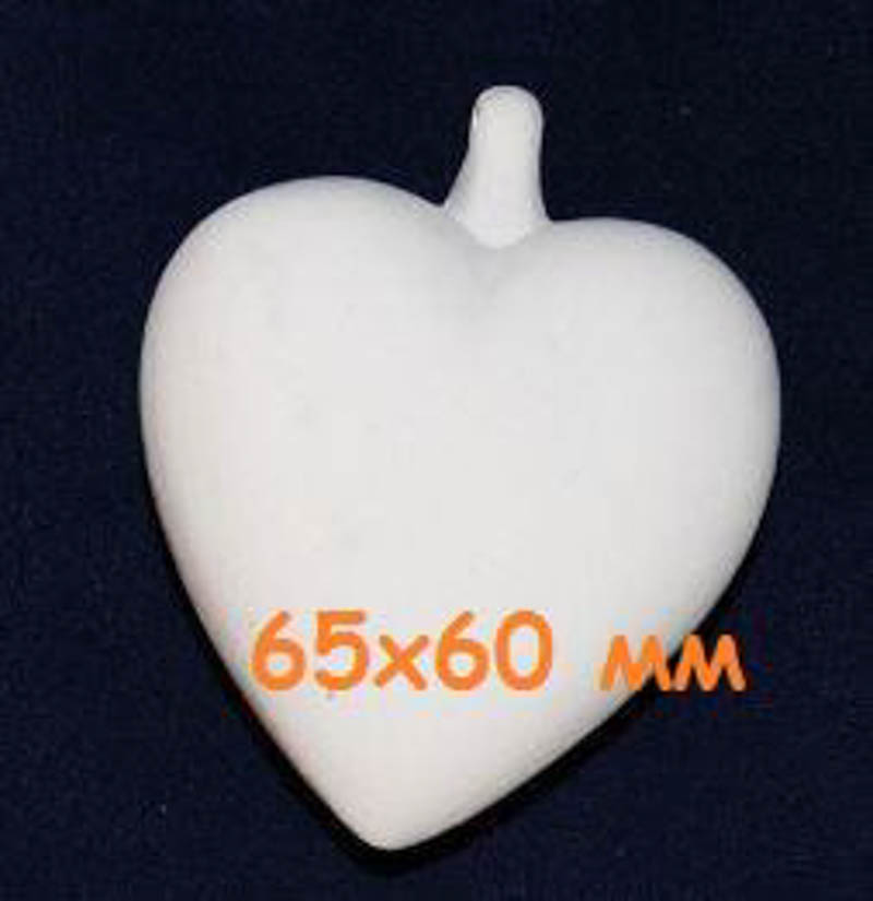 Заготовка керамическая Сердце подвесное (м) h = 65х60 мм