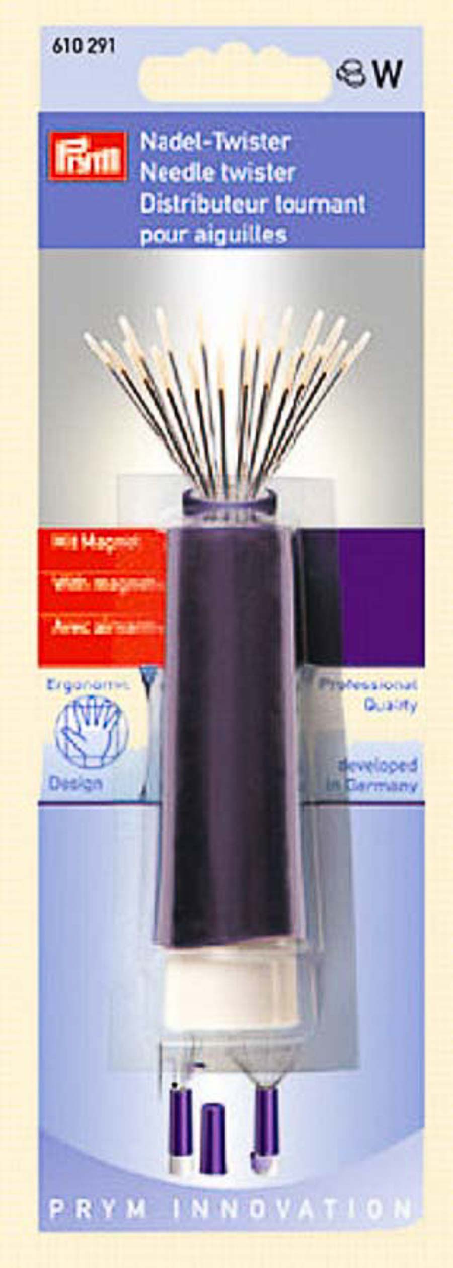Вращающаяся игольница-"твистер", с магнитом, без содержимого, пластик фиолетовый/белый цв.