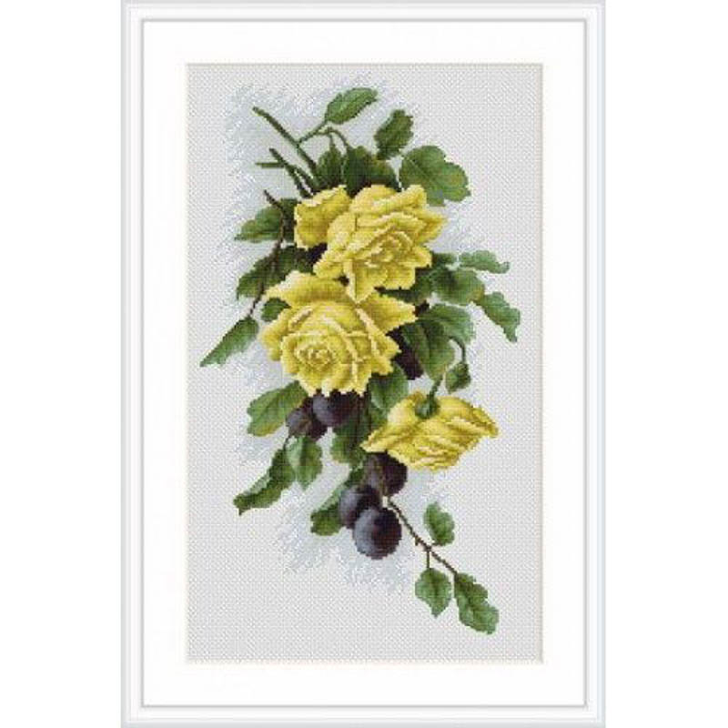 Набор для вышивания «Luca-S» B2230  Желтые розы со сливами