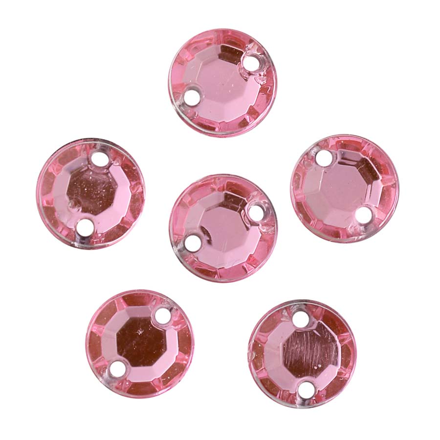 Стразы пришивные, акриловые, 6мм, 25шт/упак (круглые) Астра N13 светло-розовый