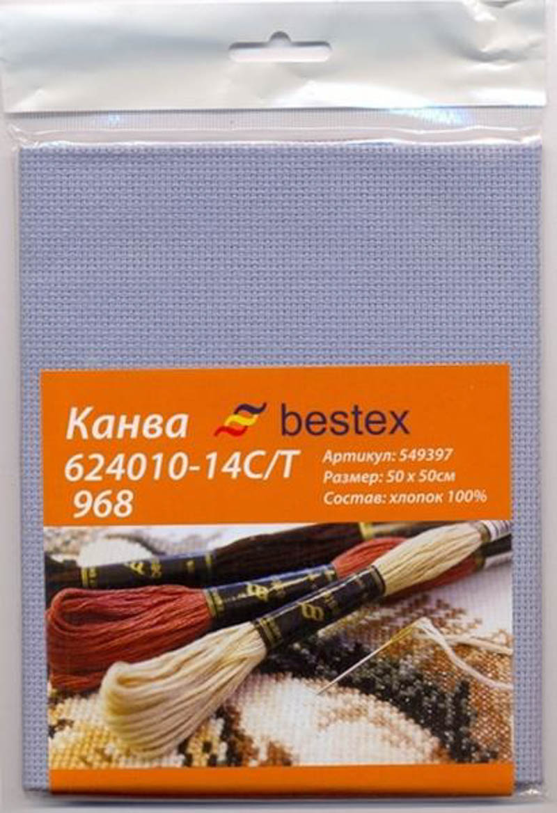 Канва  Bestex  624010-14C/T 968, 50*50 см, цвет серый