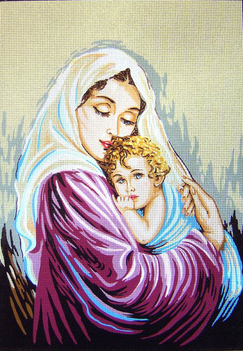 Канва жесткая с рисунком GOBELIN DIAMANT 14.823  Мать и дитя  47 х 60 см