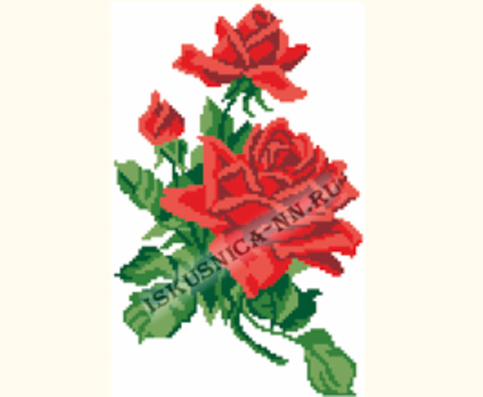 Рисунок на канве «Искусница» 8075 Красные розы 20*30 см