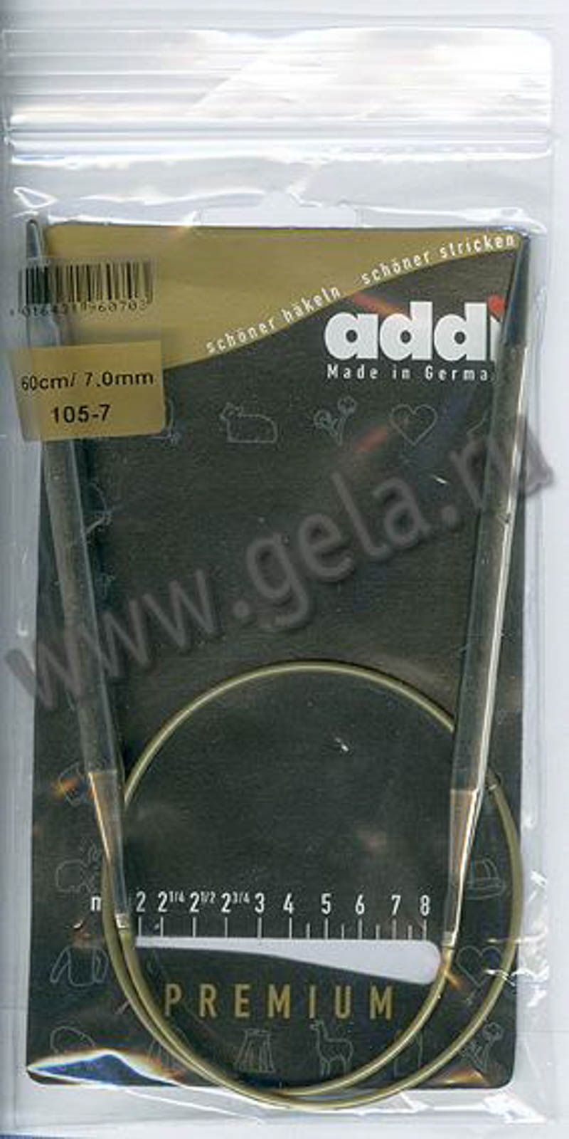 Спицы круговые супергладкие, никель, ADDI 105-7, 60 см, №7.0
