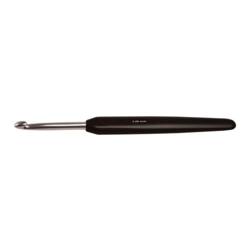Крючок алюминиевый для вязания с эргономичной черной ручкой, серебристый цвет, 4,50мм, KnitPro 30816