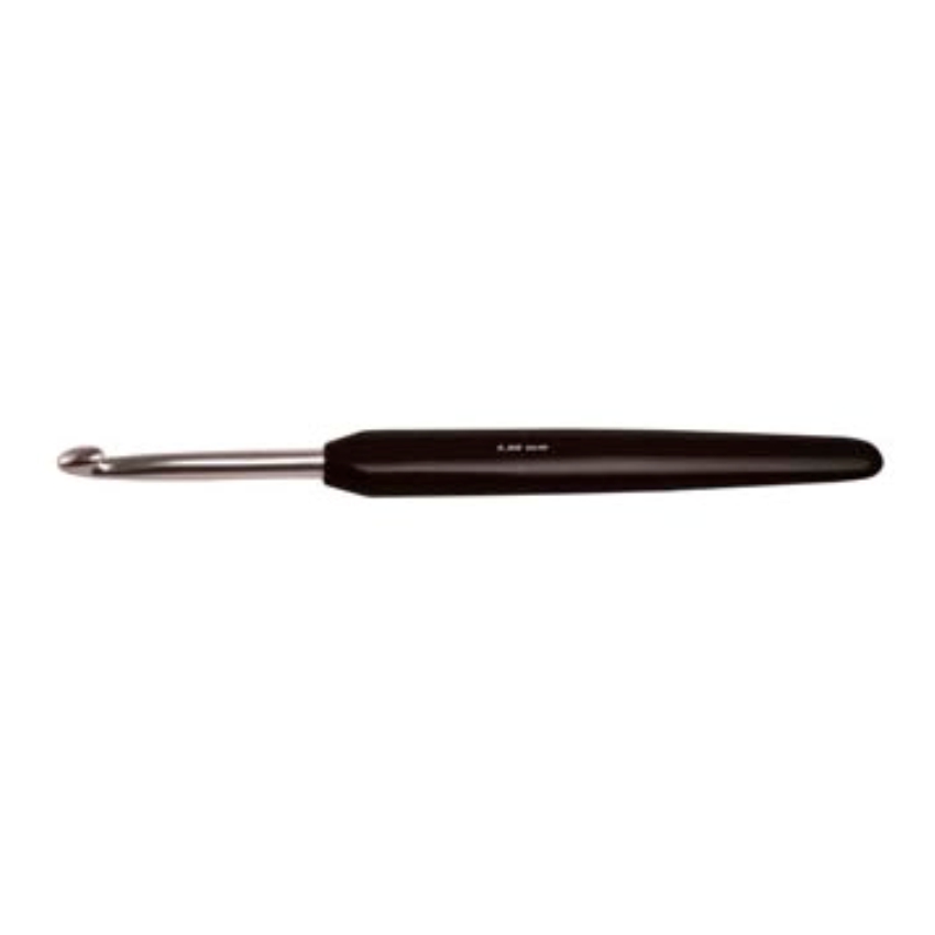 Крючок алюминиевый для вязания с эргономичной черной ручкой, серебристый цвет, 6,50мм, KnitPro 30887