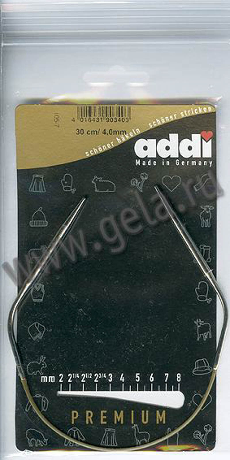 Спицы круговые супергладкие, никель, ADDI 105-7, 30 см №4.0