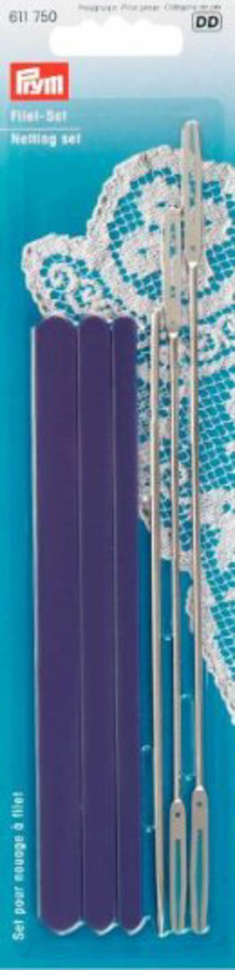 Набор для плетения филейного кружева пластик/металл фиолетовый, серебристый цв.