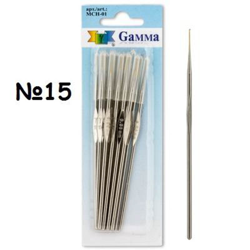 Крючки для вязания "Gamma" MCH-1, h=12 см, 0.5мм №15 12 шт/упак