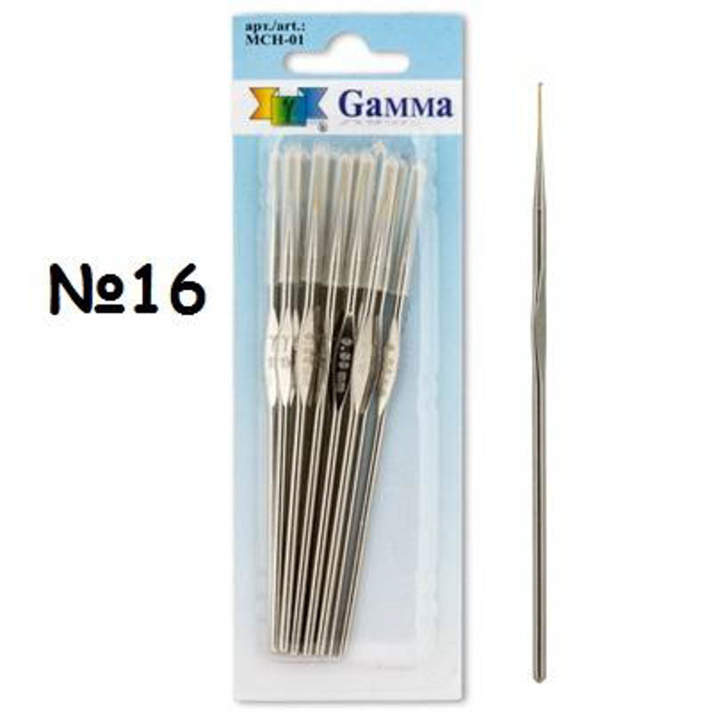 Крючки для вязания "Gamma" MCH-1, h=12 см, 0.6мм №16 12 шт/упак