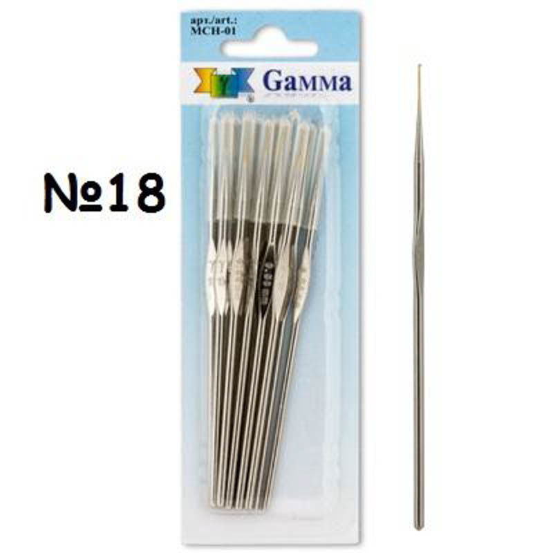 Крючки для вязания "Gamma" MCH-1, h=12 см, 0.8 мм №18 12 шт/упак