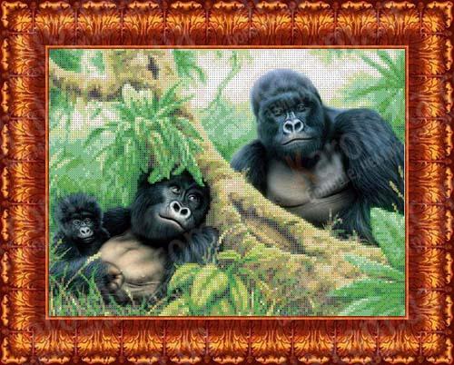 Рисунок-схема на ткани  Каролинка  КБЖ 3022 Семья горилл