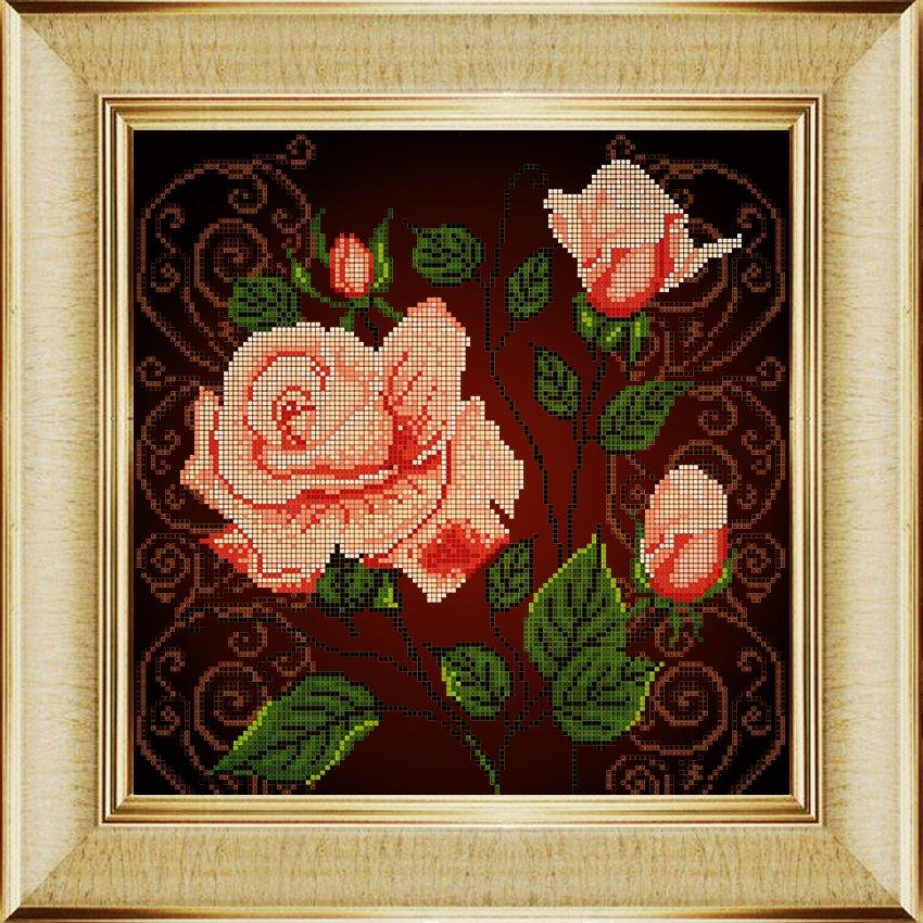 Рисунок на ткани  Чайная роза  0024БК