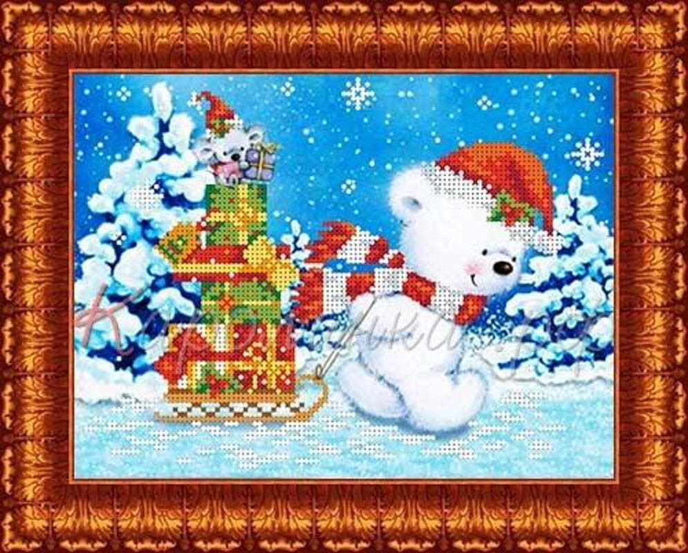 Рисунок-схема на ткани  Каролинка  КБЖ 4026 Помощники Деда Мороза