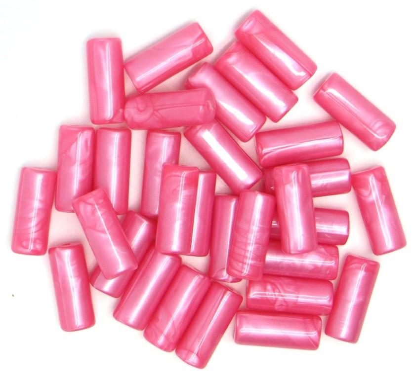 Бусы полимерные 10х25 мм, 10 шт/упак, розовый