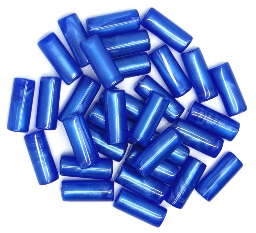 Бусы полимерные 10х25 мм, 10 шт/упак, синий