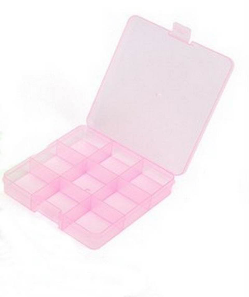 Коробка "Gamma" ОМ-086 для шв. принадл. пластик, 13,5 х 13,7 см цв.розовый/прозрачный 9 ячеек