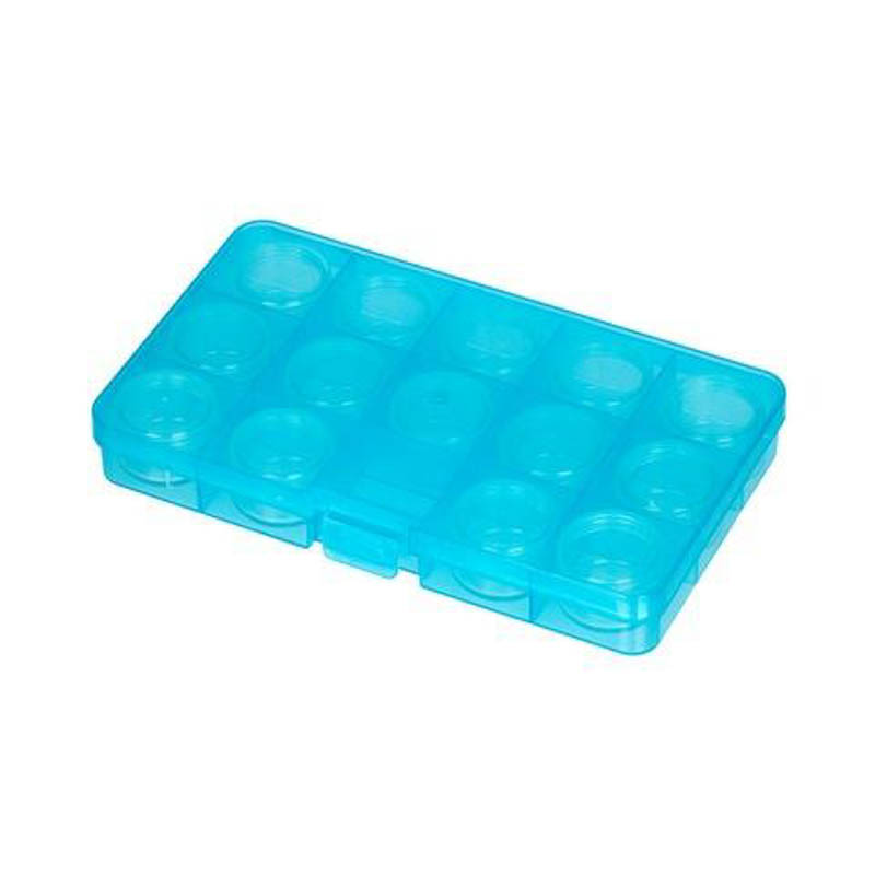 Коробка "Gamma" ОМ-042-110 для шв. принадл. пластик 17,7х10,2х2,3 см, цв. голубой/прозрачный