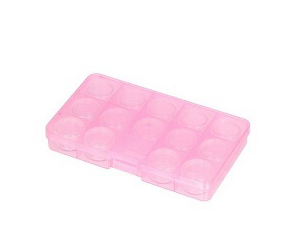 Коробка "Gamma" ОМ-042-110 для шв. принадл. пластик 17,7х10,2х2,3 см, цв. розовый/прозрачный