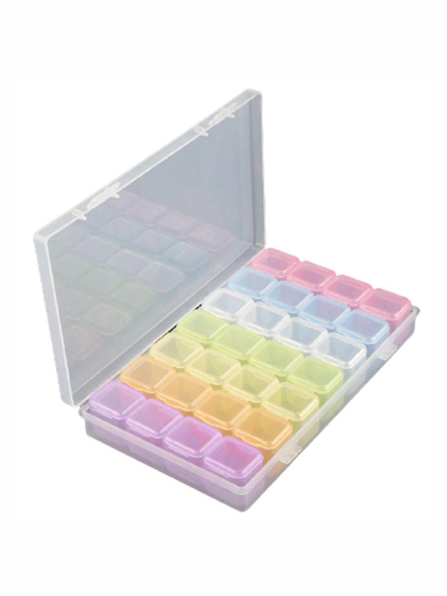 Коробка пластиковая для хранения Crafty Tailor  с 28 цветными контейнерами, 17.5*10.5*2.6см