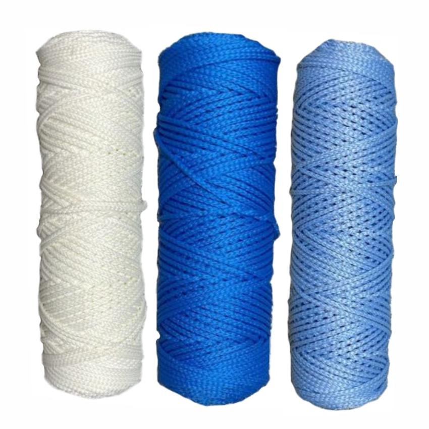 Набор шнуров полиэфирных 3мм (белый+синий+голубой)