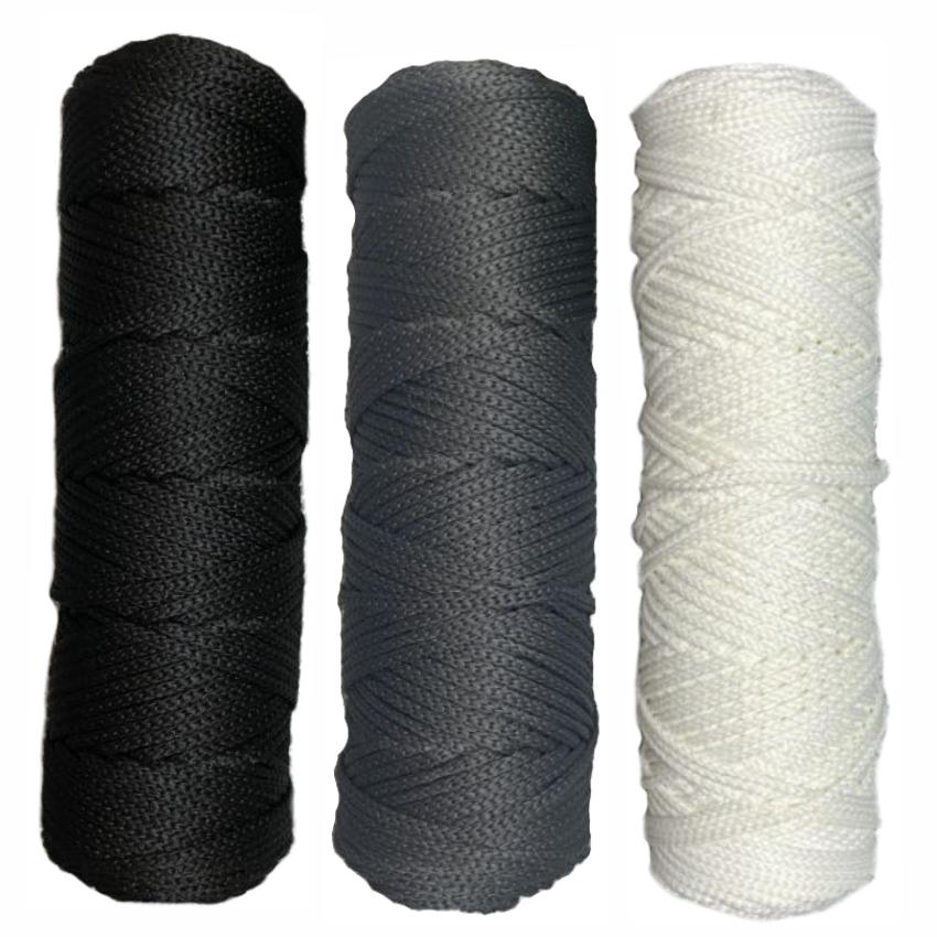 Набор шнуров полиэфирных 3мм (чёрный+белый+тёмно серый)