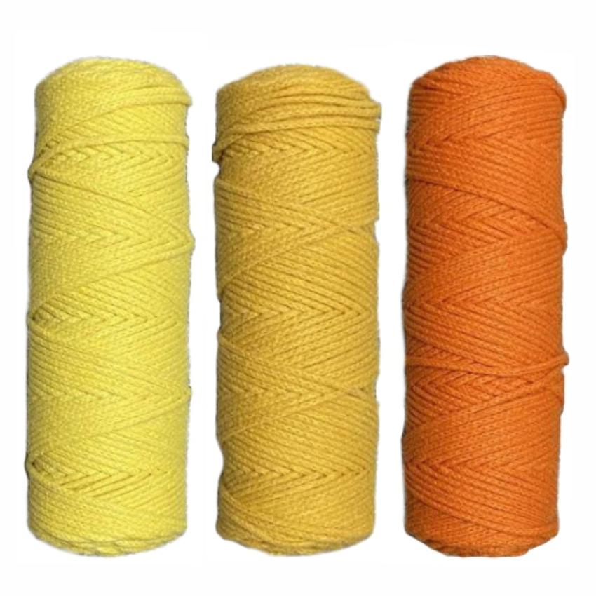 Набор шнуров хлопковых 3мм (желтый+горчичный+оранжевый)