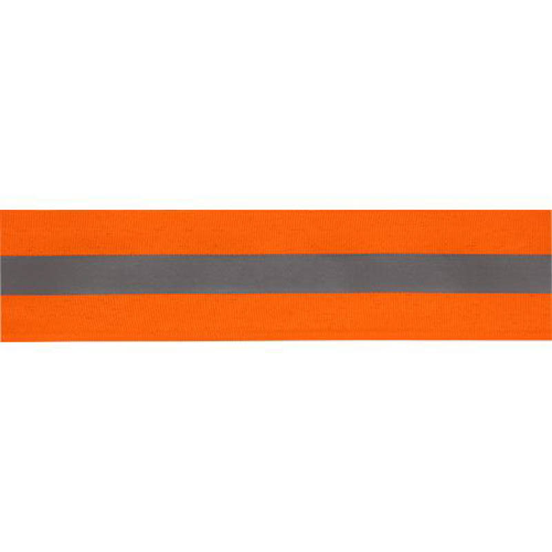 Тесьма со светоотражающей полосой 50мм/15мм*50м (оранжевый)