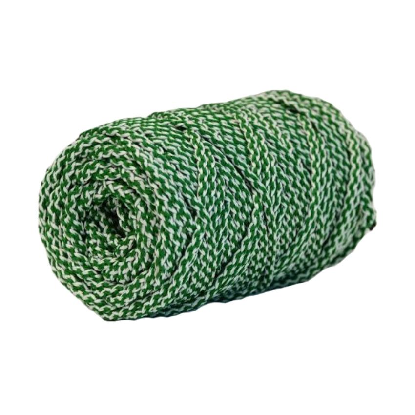 Шнур полиэфирный 5 мм с сердечником меланжевый (серо-зелёный+тёмно-зелёный) 50м