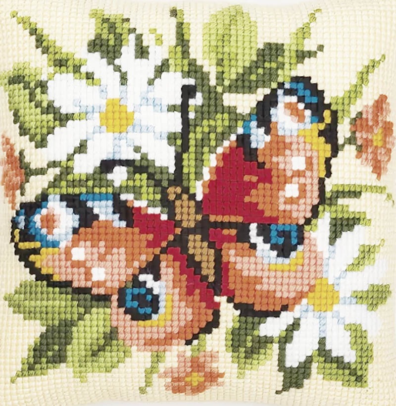 2002-70868 Комплект для вышивания (счетный крест) Vervaco "Бабочка" 17*17 см