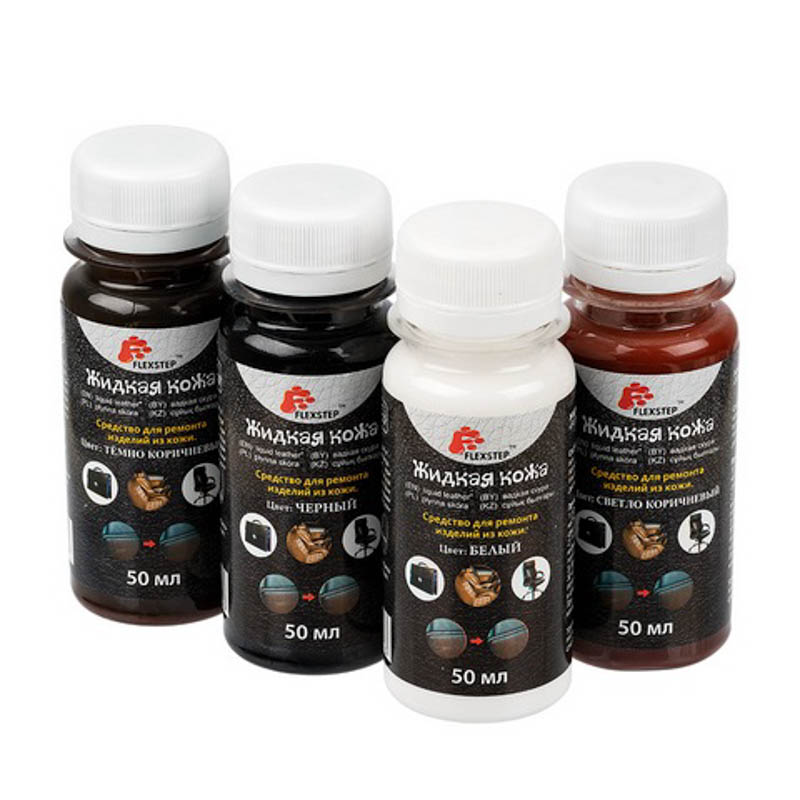 Жидкая кожа "FLEXSTEP" LDL-50, средство для ремонта изделий из кожи 50 мл., черный