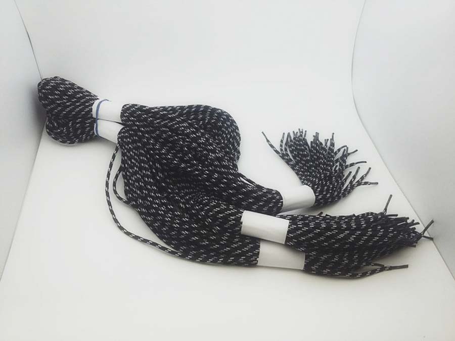 Шнурки круглые армированные 110 см, ассорти (черное с белым), 20 шт/упак