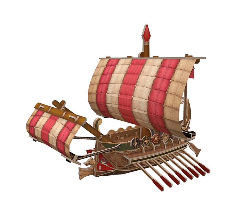 Объемные пазлы 3D STH-005 Серия "Корабли" Римский военный корабль 23,4 х 19.8 х22,9 см