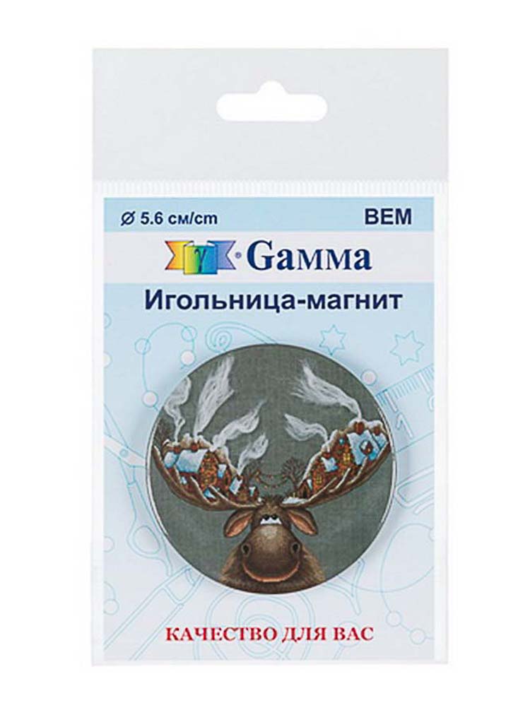 Игольница-магнит "Gamma" BEM №12 Лось d 5.6 см в пакете с еврослотом
