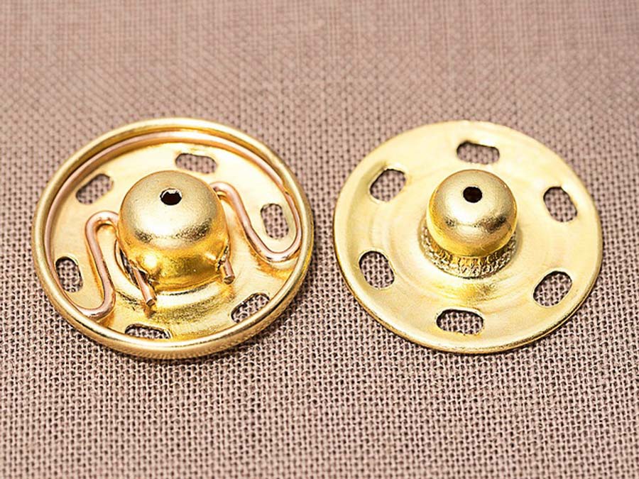 Кнопки пришивные металлическая "Hemline" 420.18.G, с защитой от коррозии, 2 пары, 18 мм, золото