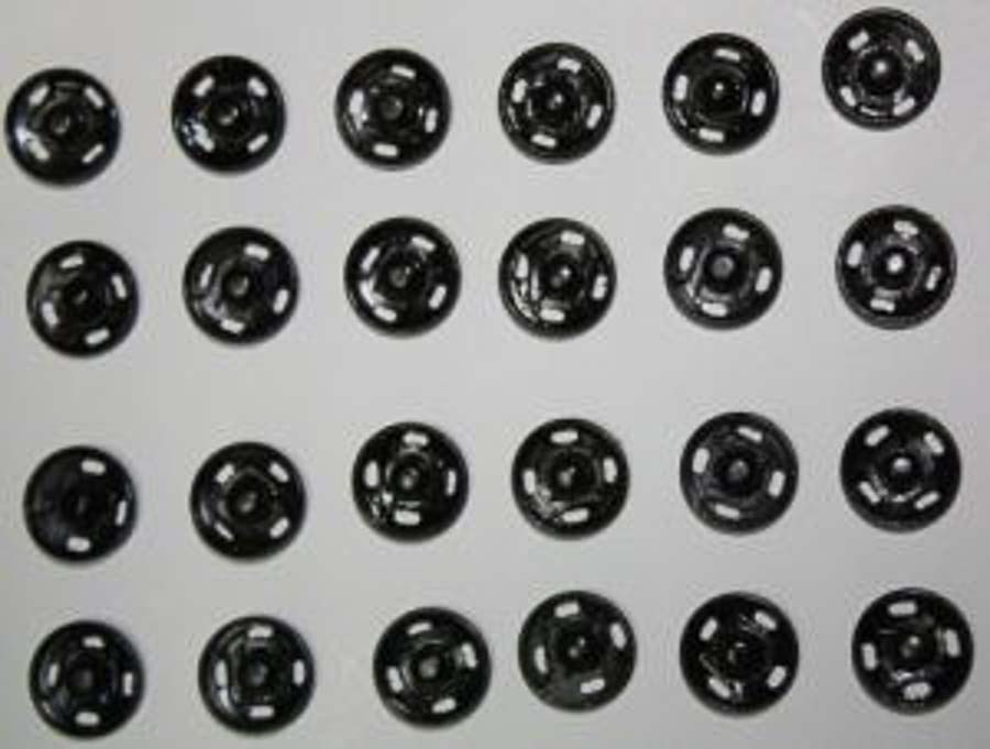 Кнопки пришивные металлические 0300-5100, №3, d14 мм 1карт/24 шт (черные)