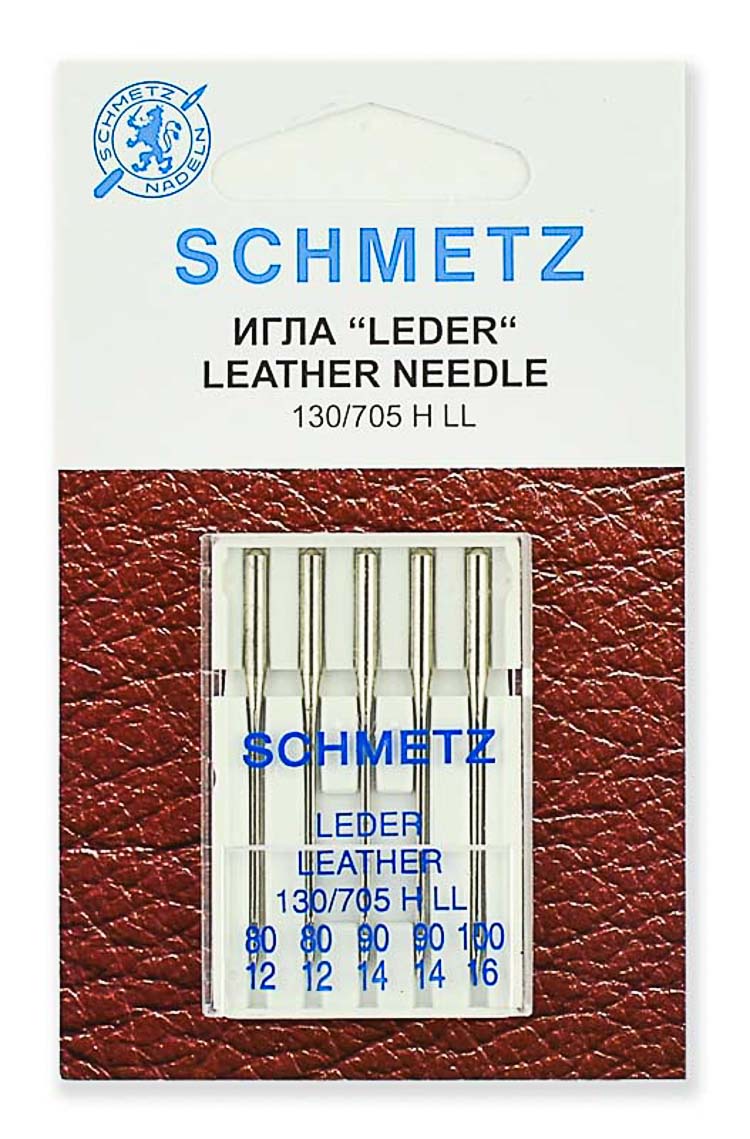 Иглы для кожи 130/705H LL № 80(2),90(2),100, 5 шт. Schmetz 0701199
