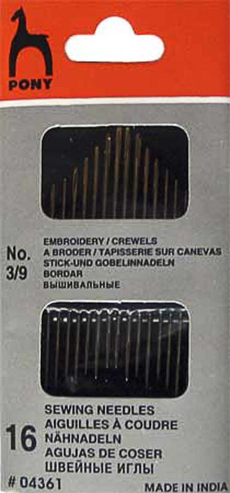 Иглы ручные для вышивания Crewels конверт "Золотое ушко" в конверте 16шт. размер 3-9
