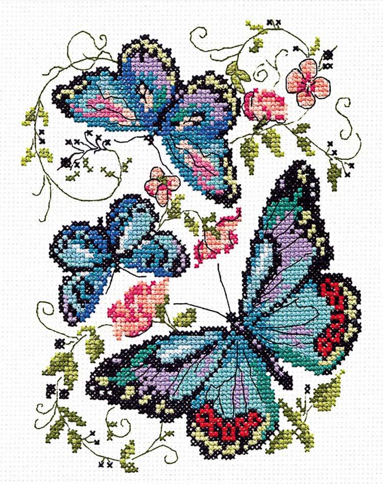 Набор для вышивания Чудесная Игла 042-03 "Синие бабочки"